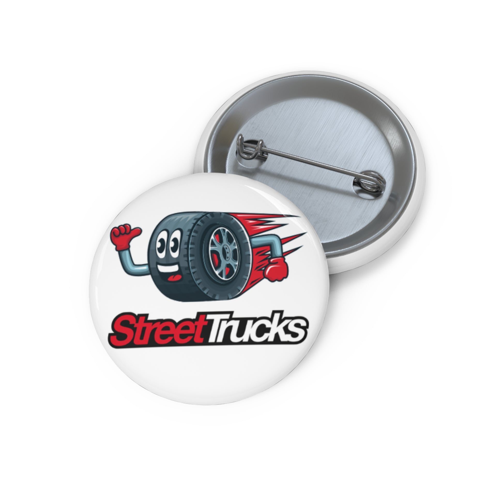 Custom Street Trucks Pin Buttons - Fun Tire Design for Auto Enthusiasts