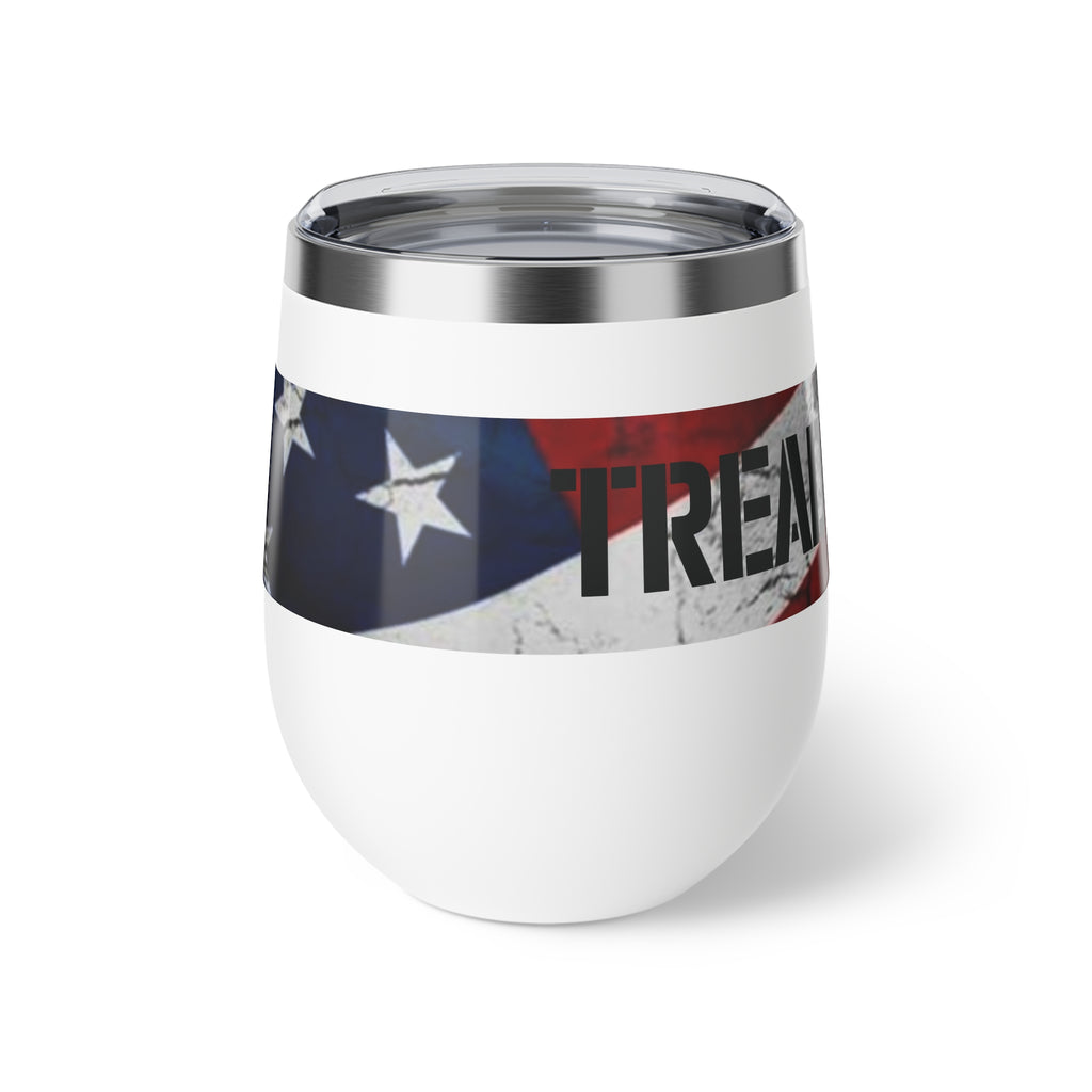 Tread Patriotic American Flag Tumbler, Copper Vacuum Insulated Cup 12oz