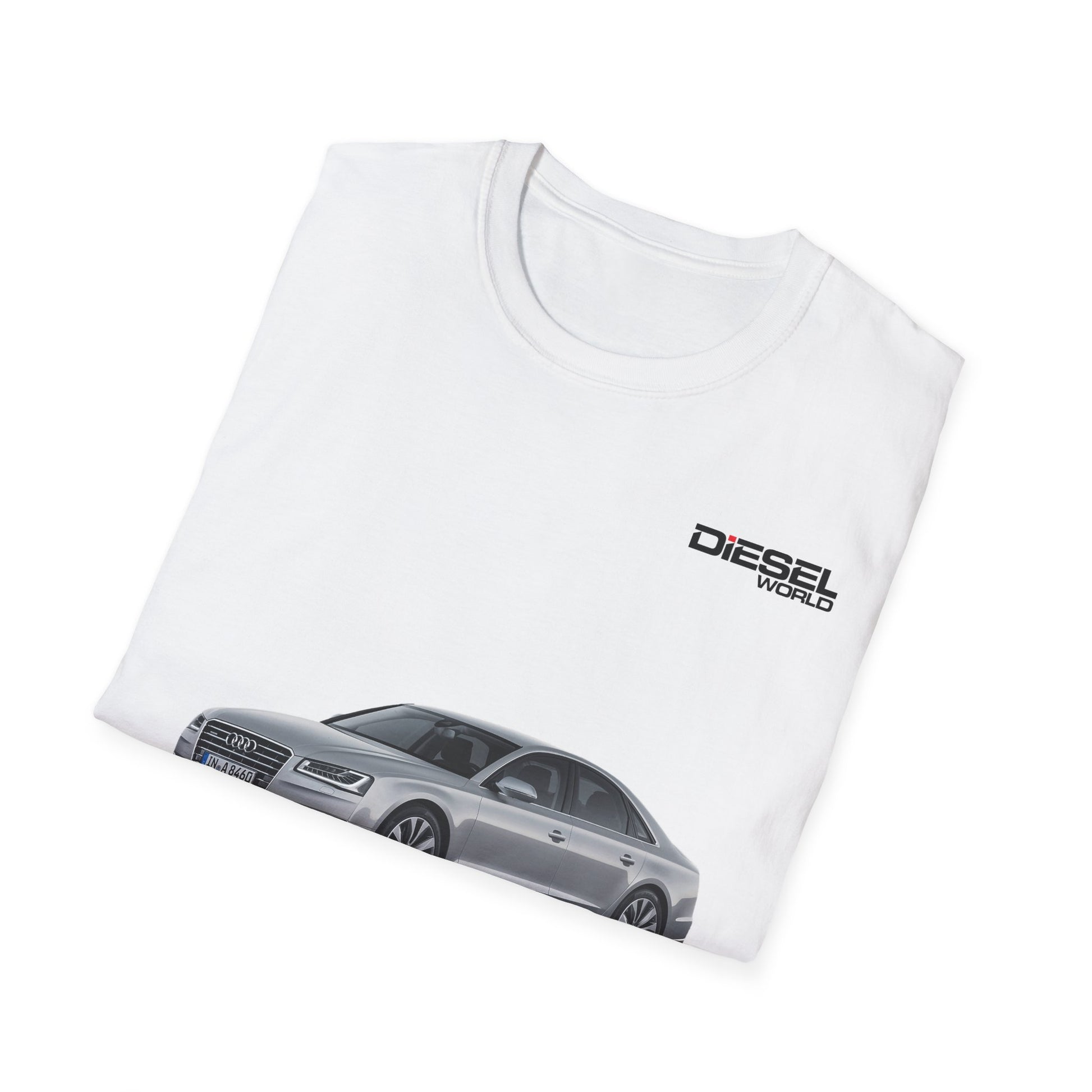 Diesel World Elite Drive Audi A8 L Unisex Softstyle White Tee