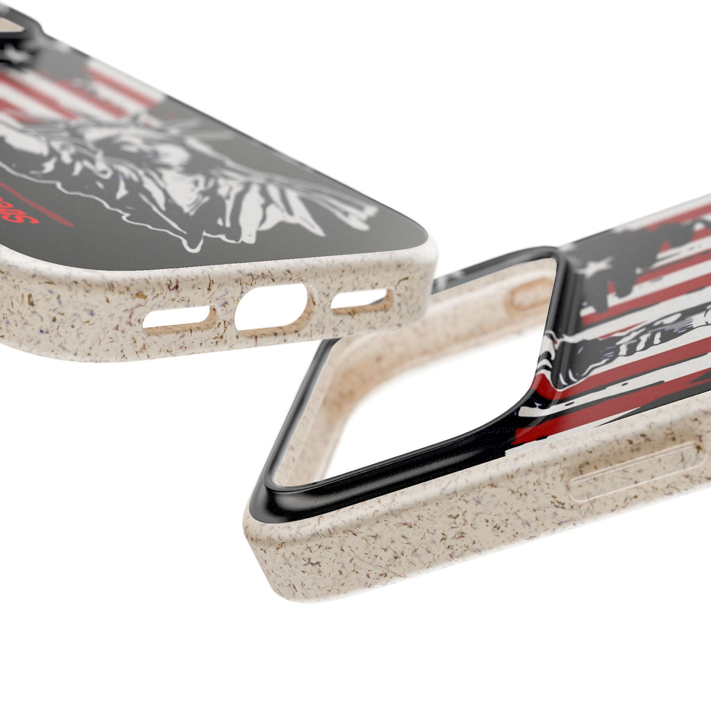 Street Trucks Biodegradable Case Statue of Liberty with Distressed American Flag phone case