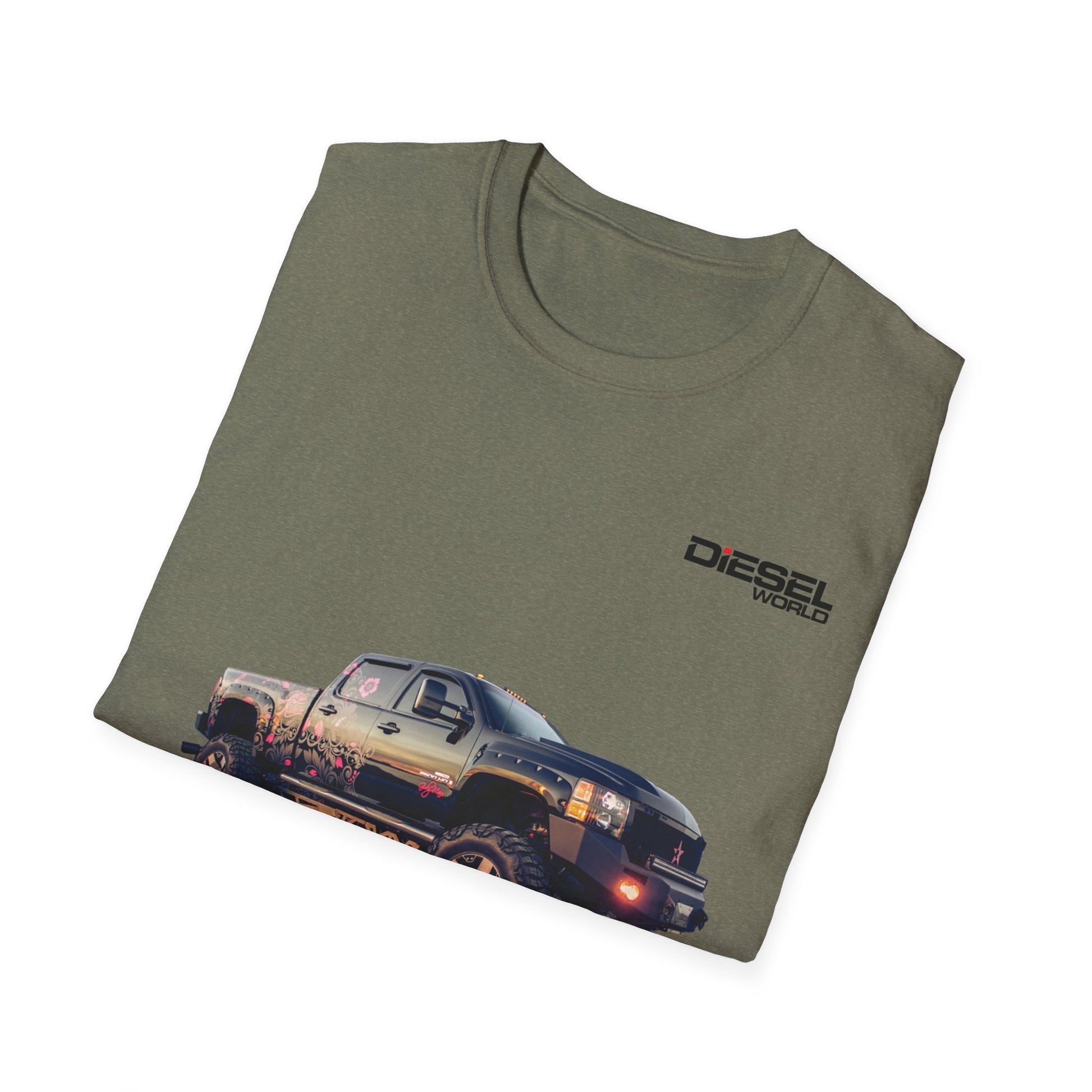 Diesel World Henning's Duramax Power '07 Unisex Softstyle Heather Military Green Tee