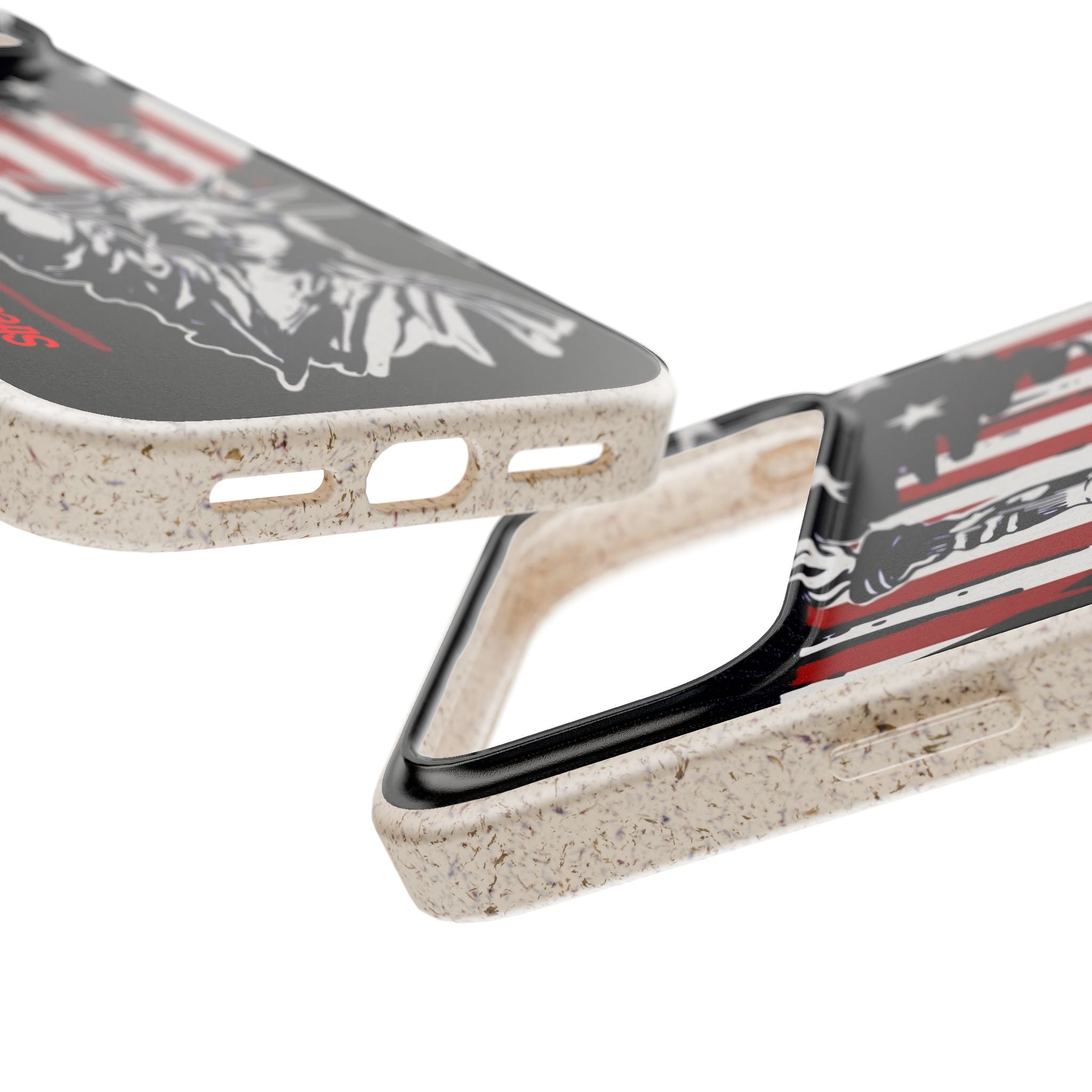 Street Trucks Biodegradable Case Statue of Liberty with Distressed American Flag phone case