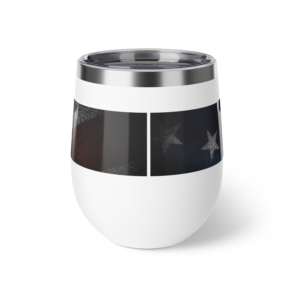 Tread Patriotic American Flag Tumbler, Copper Vacuum Insulated Cup 12oz