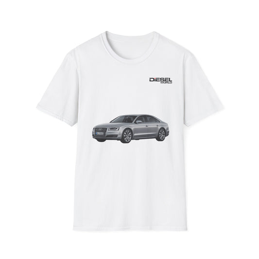 Diesel World Elite Drive Audi A8 L Unisex Softstyle White T-Shirt