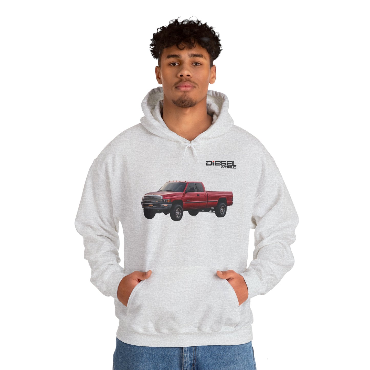 Diesel World 2001 Ford F-350 Power Stroke Unisex Heavy Blend™ Ash Hooded Sweatshirt