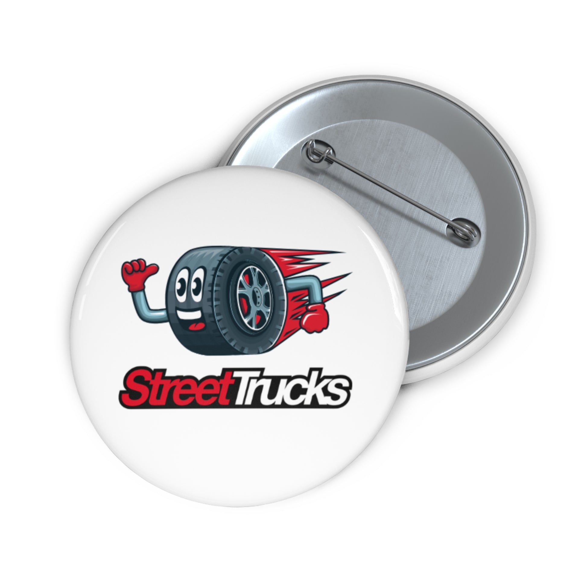 Custom Street Trucks Pin Buttons - Fun Tire Design for Auto Enthusiasts