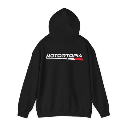 Motortopia Hoodie Unisex Heavy Blend™ Black Hooded Sweatshirt