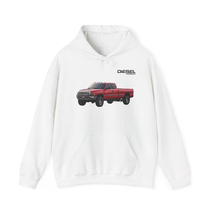 Diesel World 2001 Ford F-350 Power Stroke Unisex White Hooded Sweatshirt