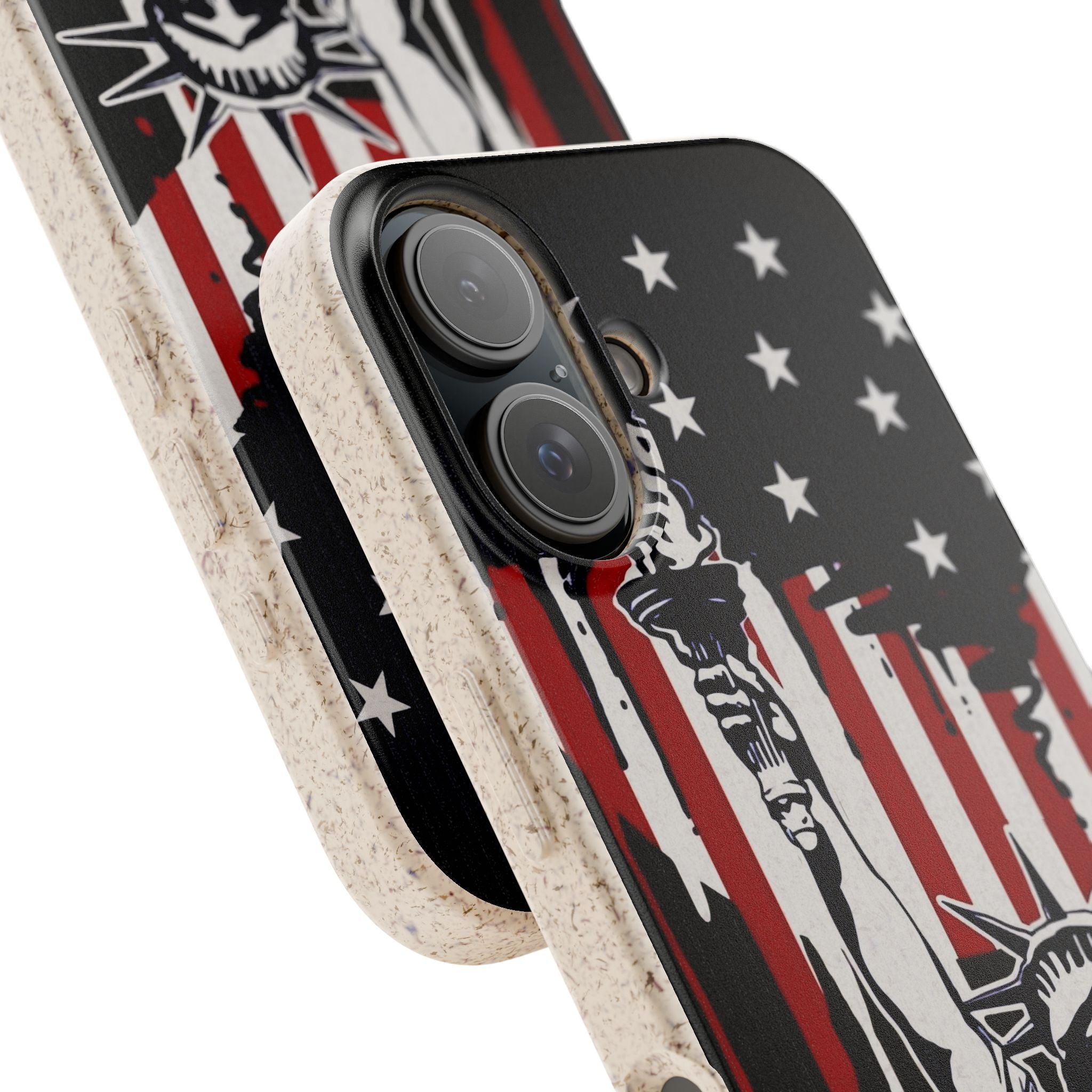 Street Trucks Biodegradable Case Statue of Liberty with Distressed American Flag phone case