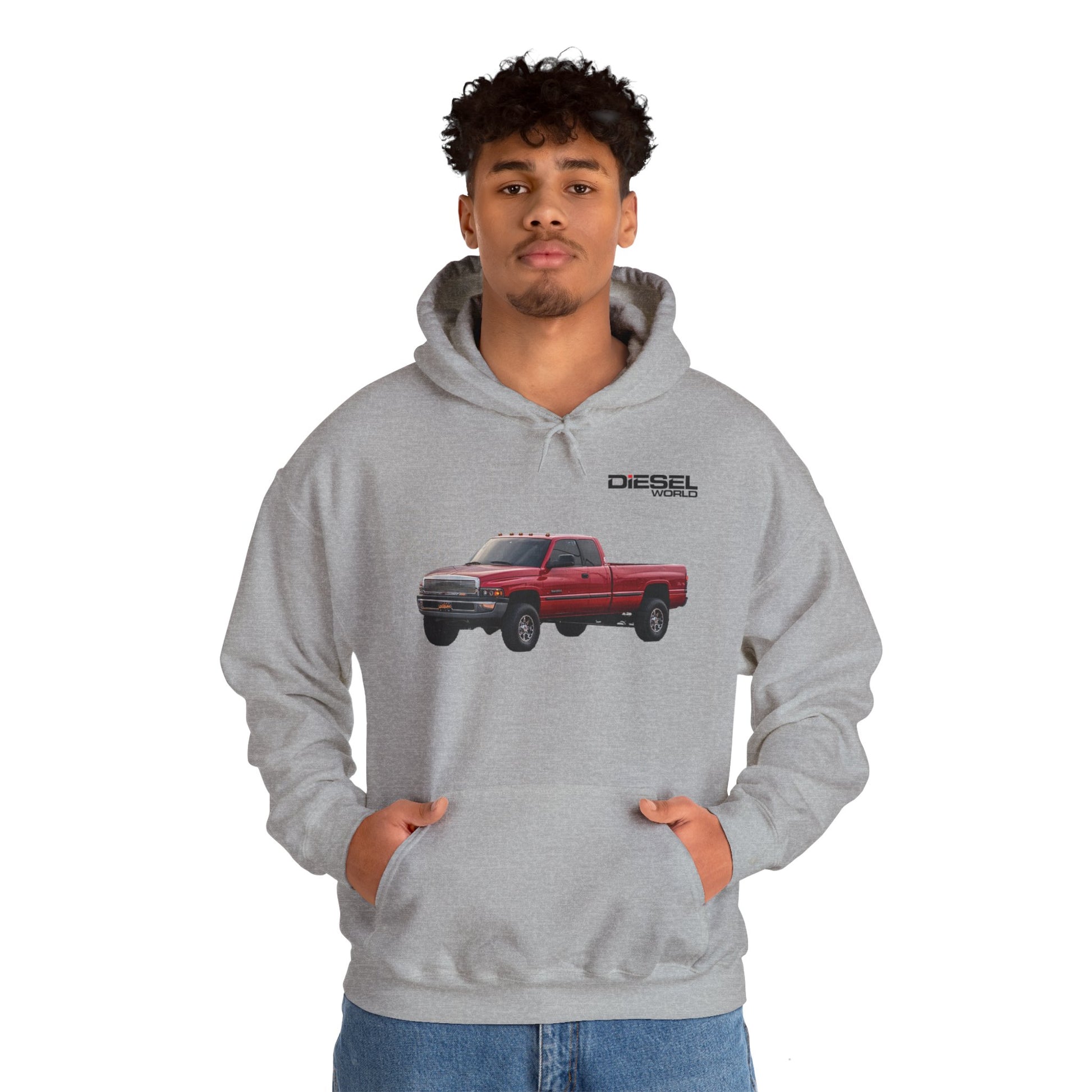 Diesel World 2001 Ford F-350 Power Stroke Unisex Heavy Blend™ Sport Grey Hooded Sweatshirt