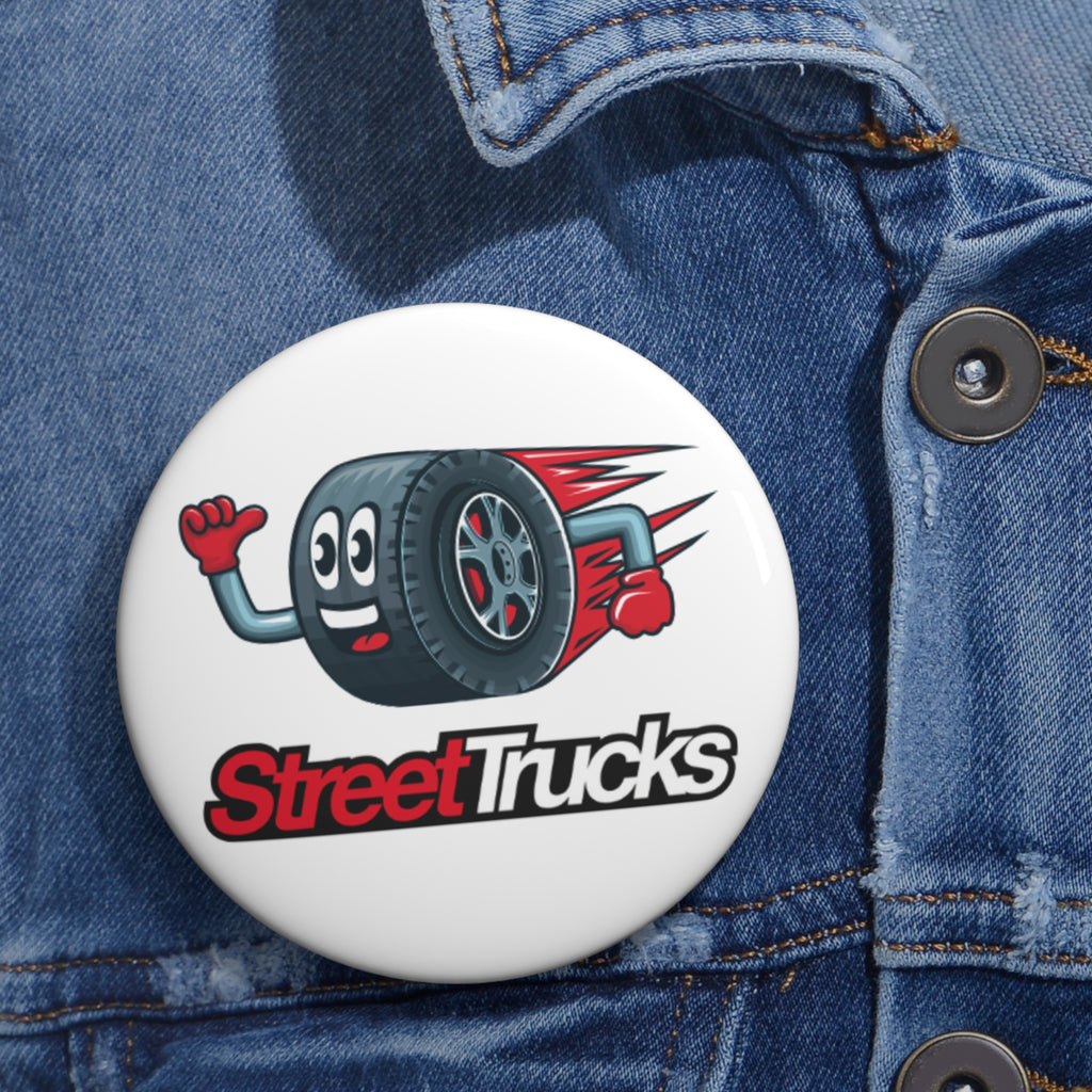 Custom Street Trucks Pin Buttons - Fun Tire Design for Auto Enthusiasts