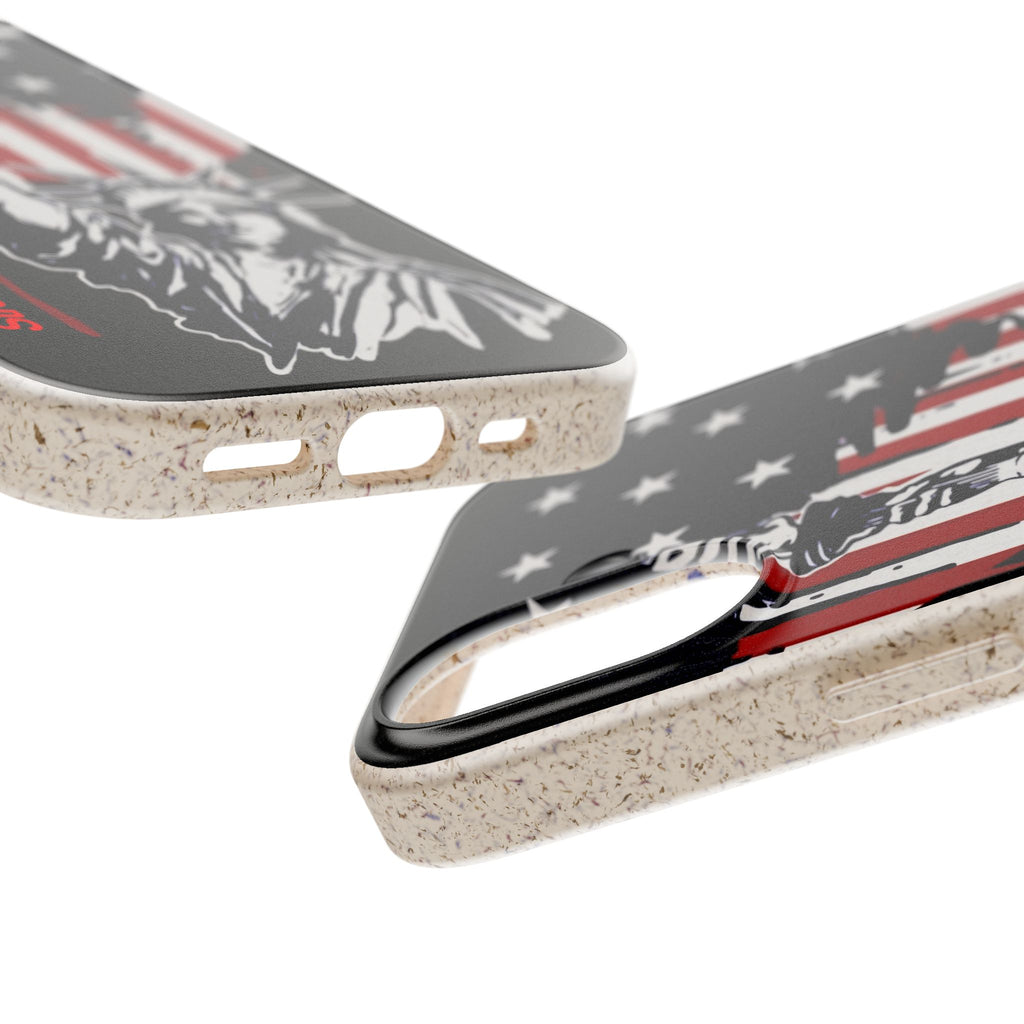 Street Trucks Biodegradable Case Statue of Liberty with Distressed American Flag phone case