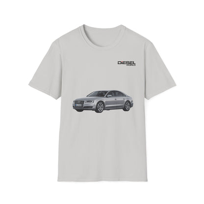 Diesel World Elite Drive Audi A8 L Unisex Softstyle Ice Grey T-Shirt