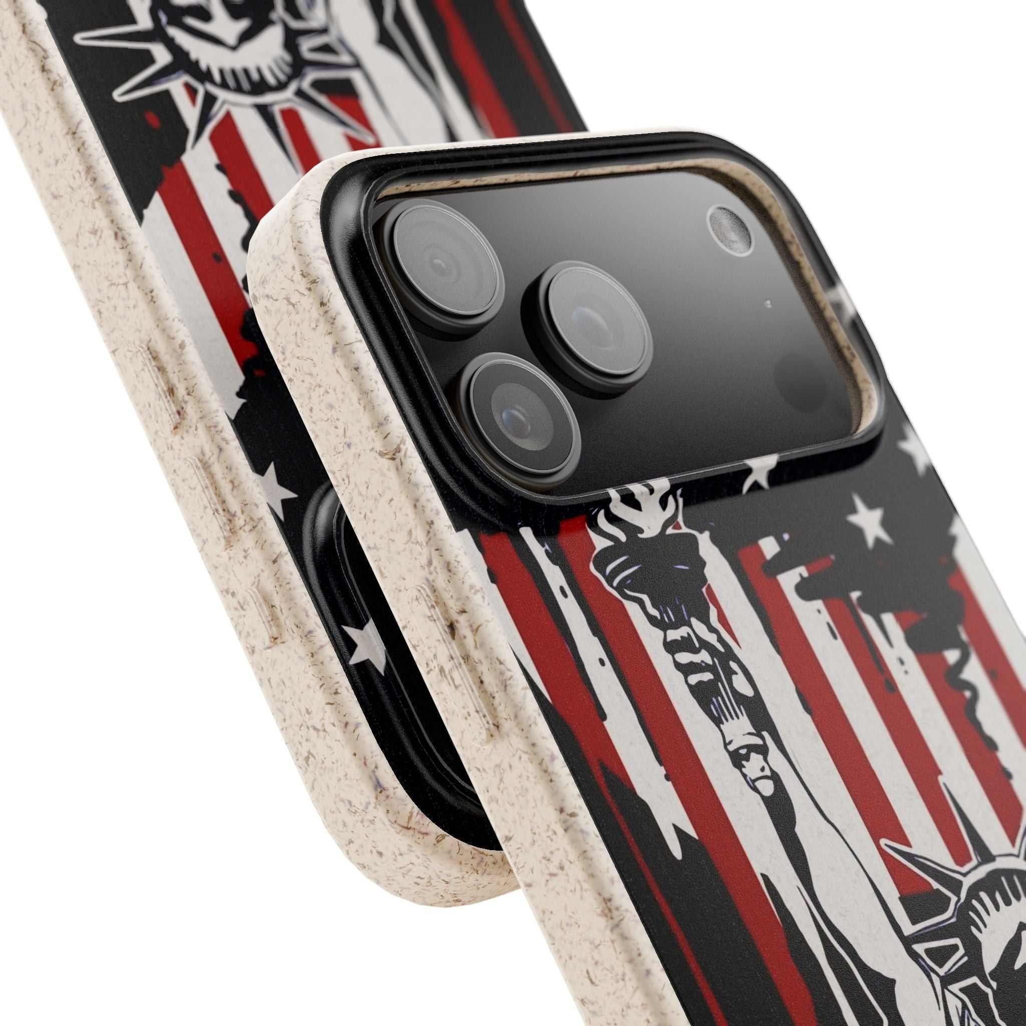 Street Trucks Biodegradable Case Statue of Liberty with Distressed American Flag phone case