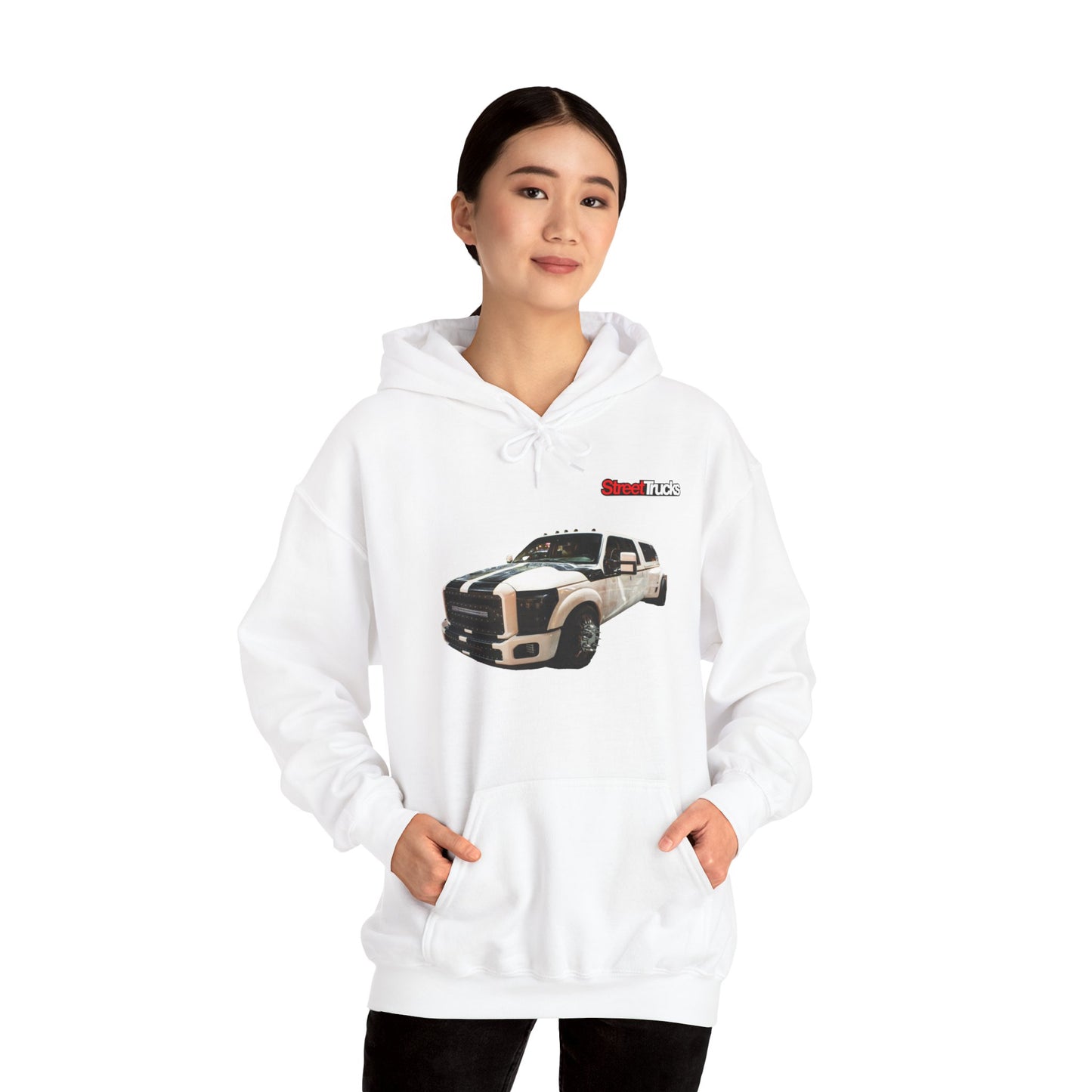 Street Trucks Dino10 Unisex Heavy Blend™ White Hooded Sweatshirt