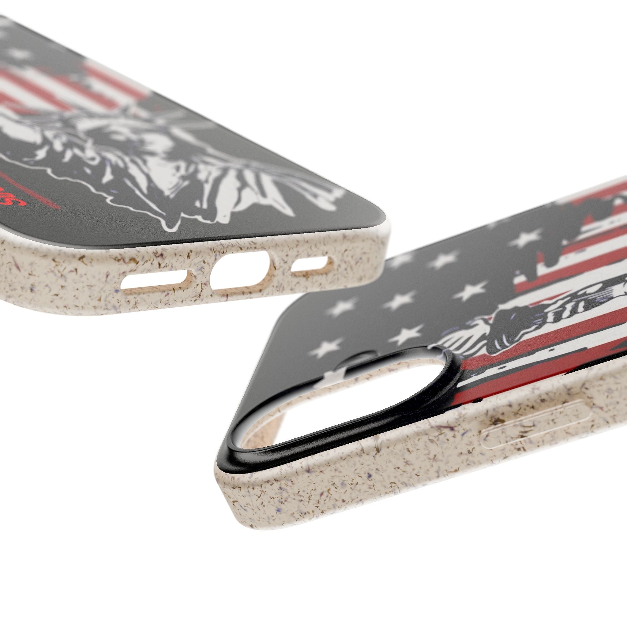 Street Trucks Biodegradable Case Statue of Liberty with Distressed American Flag phone case