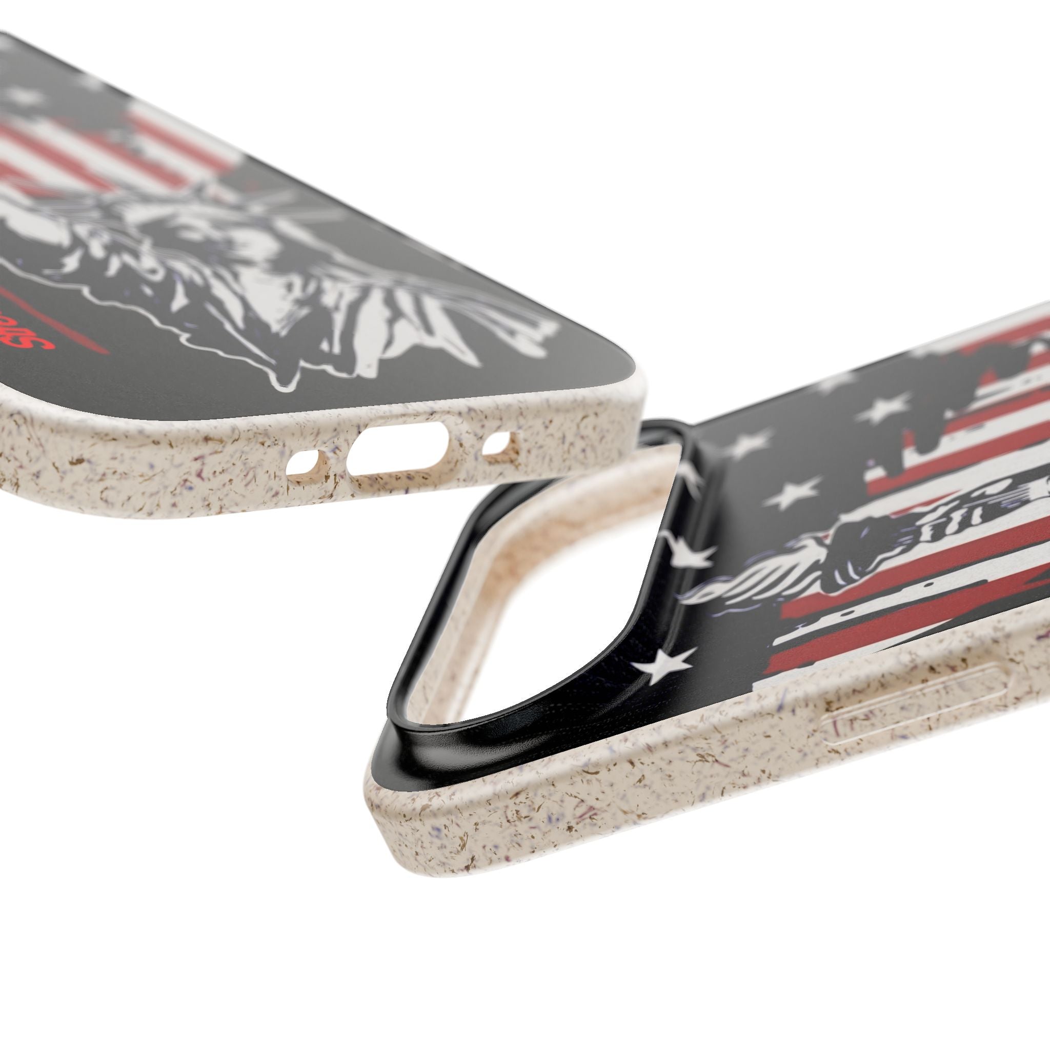 Street Trucks Biodegradable Case Statue of Liberty with Distressed American Flag phone case