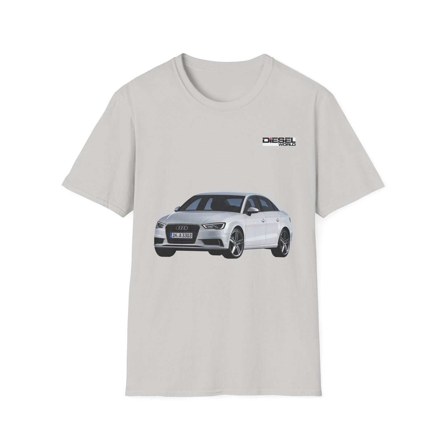 Diesel World TDI Power Audi A3 2015 Unisex Softstyle Ice Grey T-Shirt