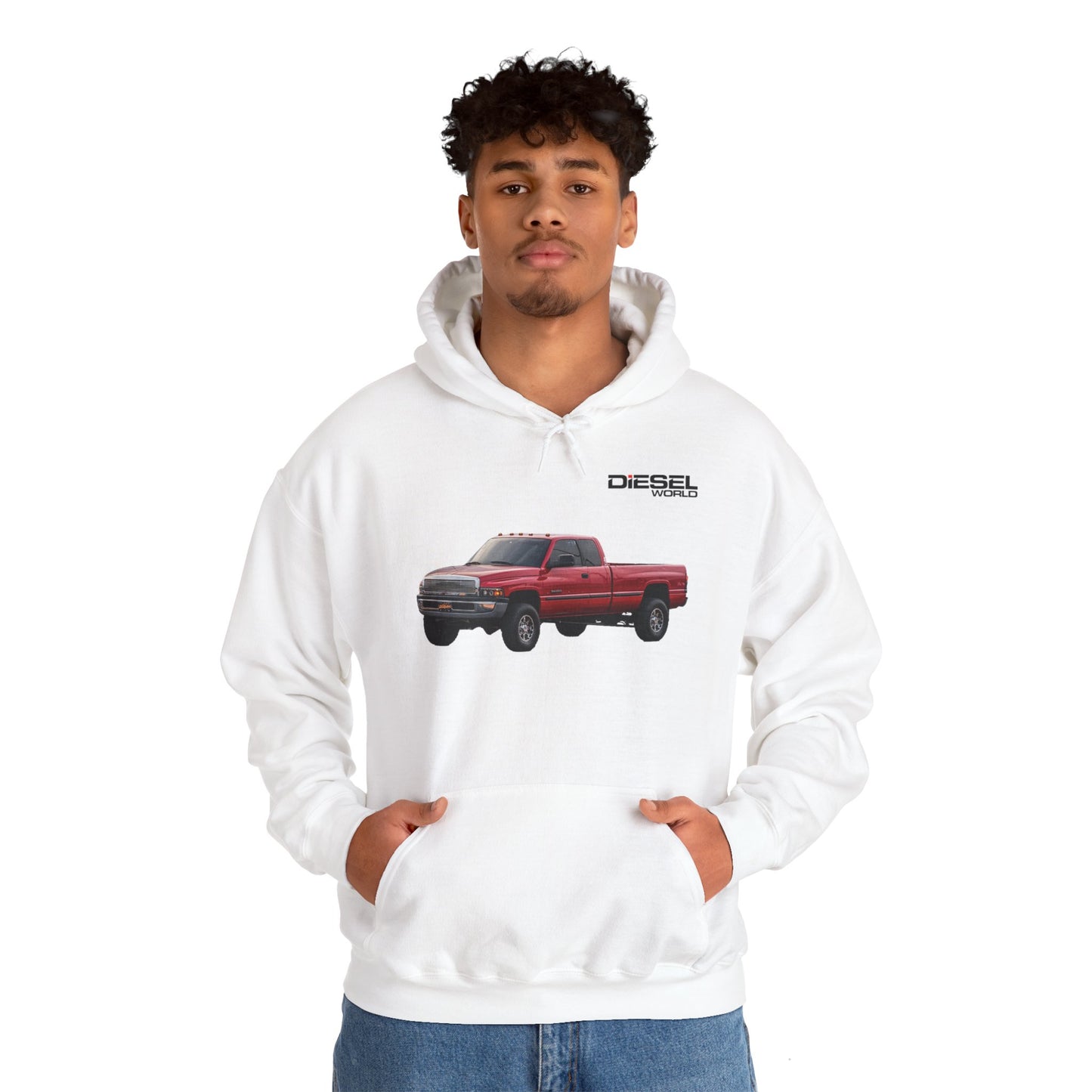 Diesel World 2001 Ford F-350 Power Stroke Unisex Heavy Blend™ White Hooded Sweatshirt